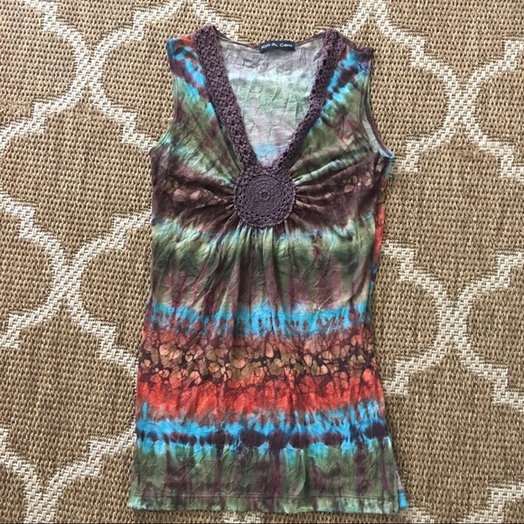 Kim and Cami Tops - Top Vintage Vibe Tie-Dyed Crochet